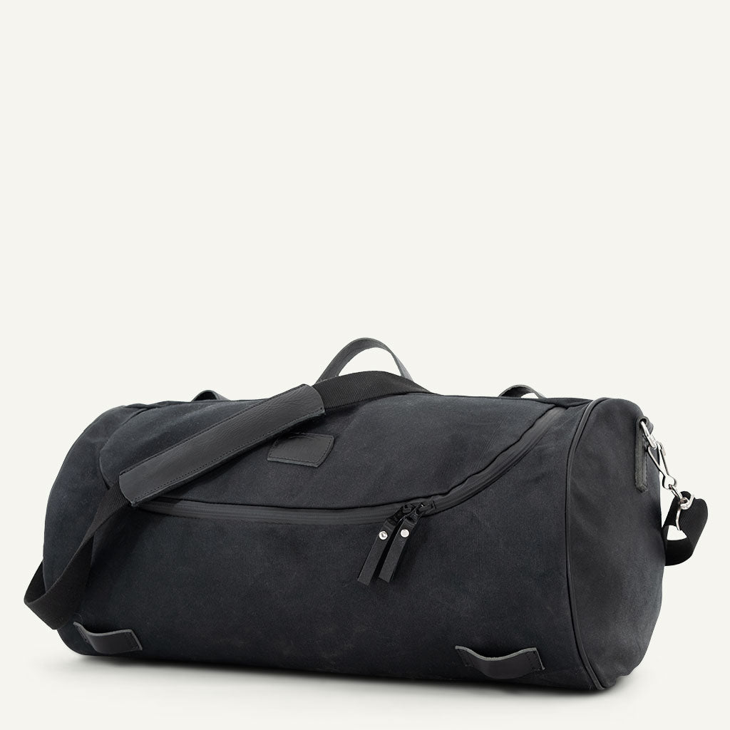 Large black motorcycle roller bag.