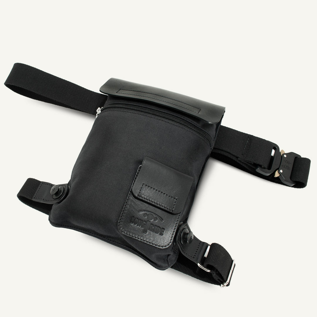 Black leg bag for bikers.
