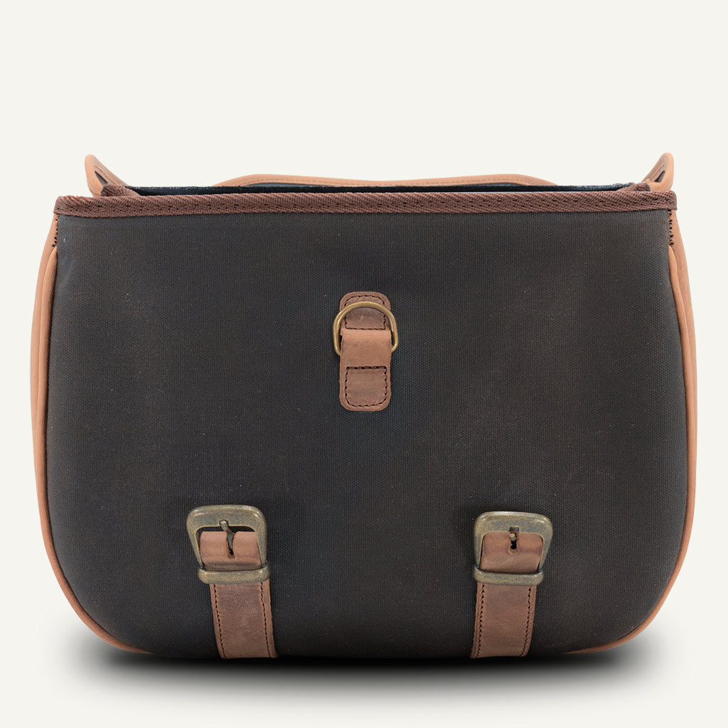 Hard pannier moto waxed cotton.