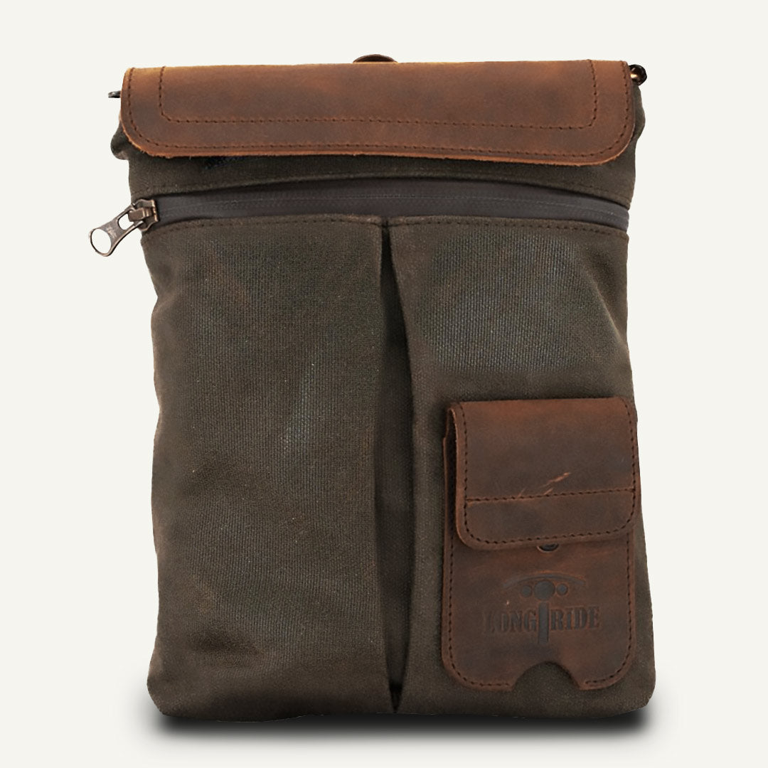 Small universal magnetic tank bag for motorcycle.