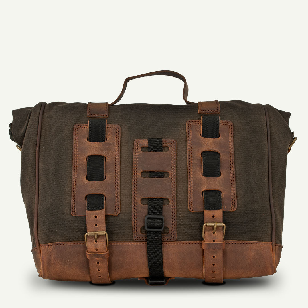 A retro saddlebag for classic motorcycle