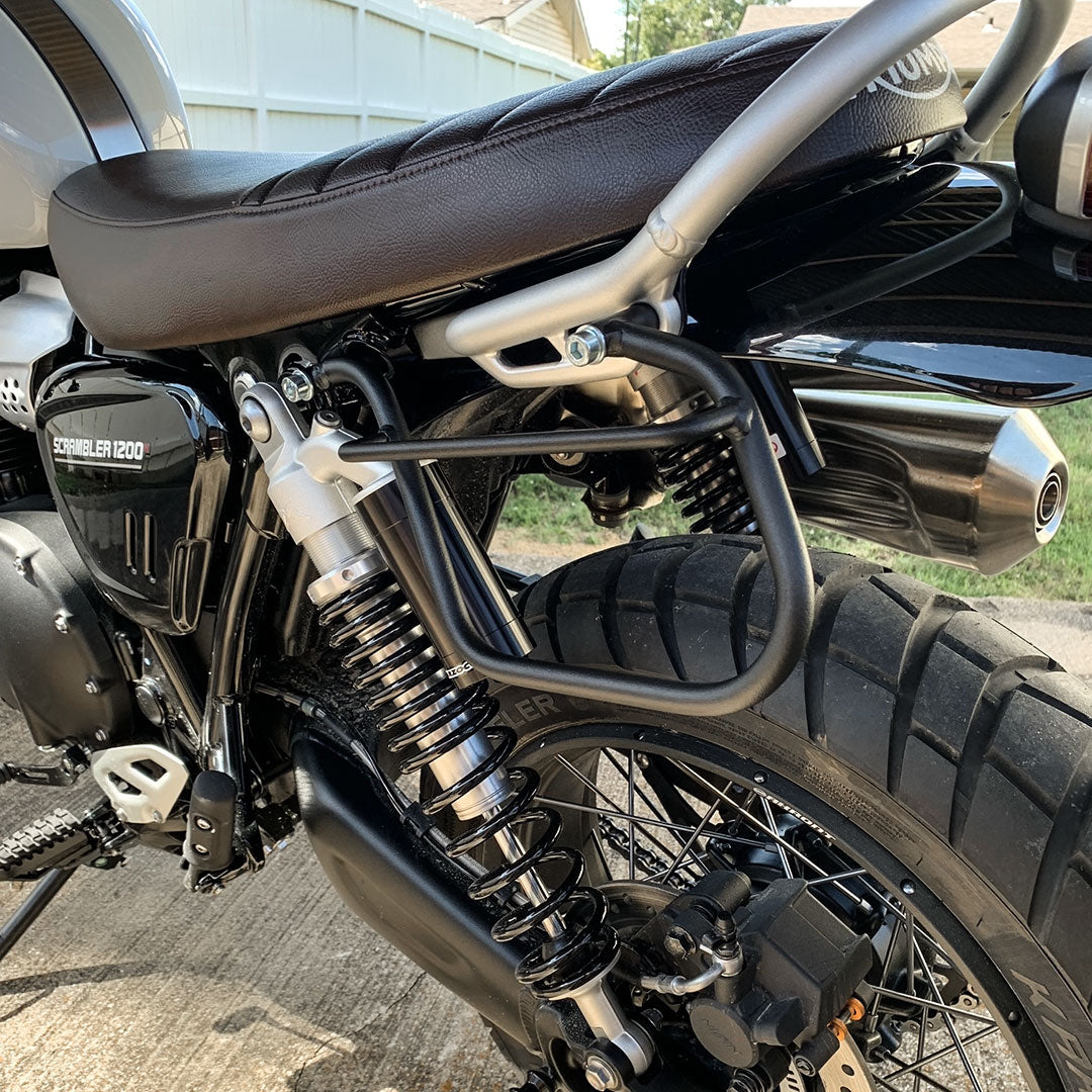 Scrambler 1200 X saddlebag mount holder.