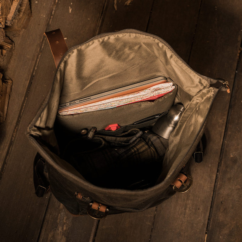 Best WaxedCotton Backpack for Bikers. LONGRIDE